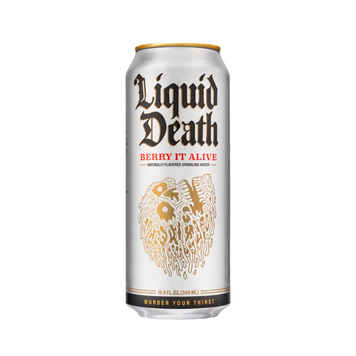 Liquid Death Sparkling Water Berry it Alive Can 16.9oz Pallet (144 Cases)